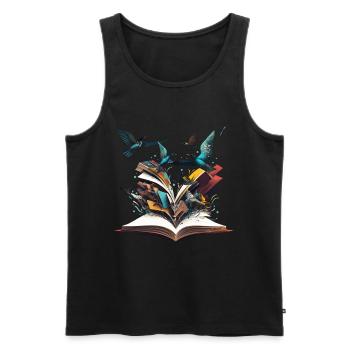 La lecture des amateurs de livres rend les livres de rats de bibliothèque forts - Débardeur bio Premium Homme - noir - Devant - AI Model Male 178 light (178cm)