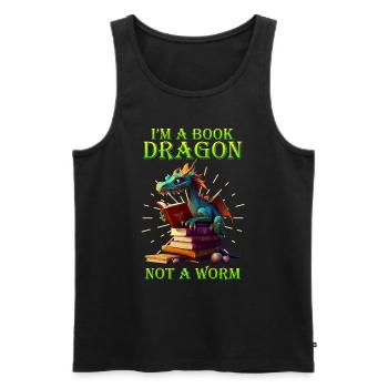 Livre Dragon Book lovers et fans de dragon - Débardeur bio Premium Homme - noir - Devant - AI Model Male 178 light (178cm)