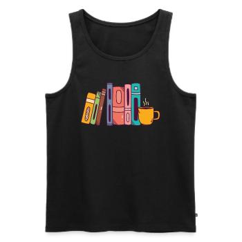 Amateurs de livres rat de bibliothèque et fans de lecture - Débardeur bio Premium Homme - noir - Devant - AI Model Male 178 light (178cm)