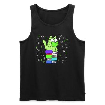 Katzenfans Book lover Katzenliebhaber Leseratte - Männer Premium Bio Tank Top - Schwarz - Vorne - AI Model Male 178 light (178cm)