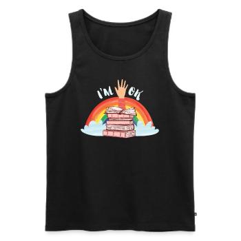 Book lovers I ́m Ok with Books Lesefreunde - Men's Premium Organic Tank Top - black - Front - AI Model Male 178 light (178cm)