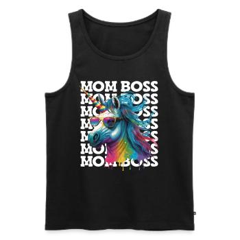 Mama Boss Licorne Fête des mères forte Mama Bossy - Débardeur bio Premium Homme - noir - Devant - AI Model Male 178 light (178cm)