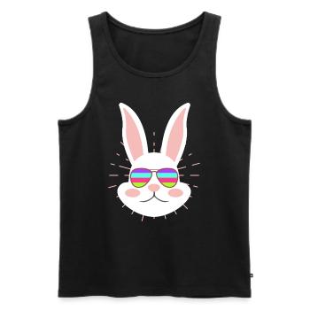 Hasengesicht Cooler Osterhase mit Brille - Männer Premium Bio Tank Top - Schwarz - Vorne - AI Model Male 178 light (178cm)