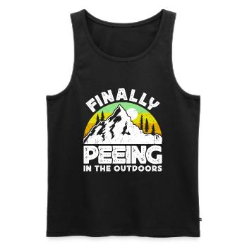 I love peeing outside hikers funny mountains - Men's Premium Organic Tank Top - black - Front - Michal (187cm)