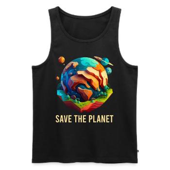 Sauvons notre planète Écologistes Protection du climat - Débardeur bio Premium Homme - noir - Devant - Michal (187cm)