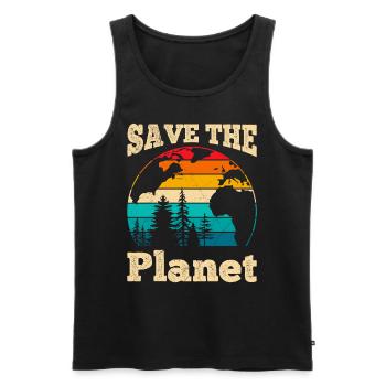 Save Our Planet Design Environmentalists - Men's Premium Organic Tank Top - black - Front - AI Model Male 178 light (178cm)