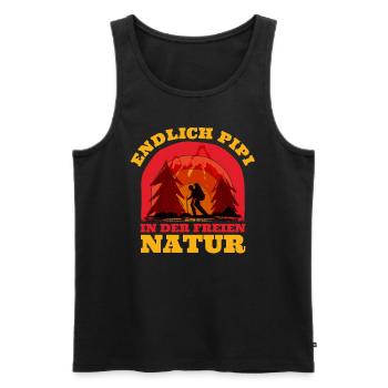 Wanderer Endlich in der freien Natur Berge - Männer Premium Bio Tank Top - Schwarz - Vorne - Michal (187cm)