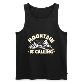 Appels en montagne, alpiniste, randonneur, fan de montagne - Débardeur bio Premium Homme - noir - Devant - Michal (187cm)