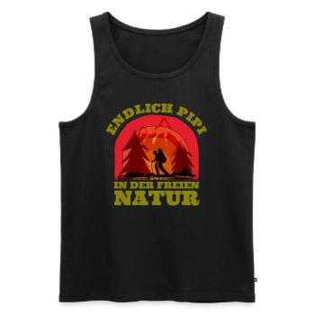 Wanderer Endlich in der freien Natur Berge - Männer Premium Bio Tank Top - Schwarz - Vorne - Michal (187cm)