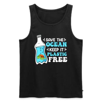 Environmentalists Save the Ocean No Plastic - Men's Premium Organic Tank Top - black - Front - AI Model Male 178 light (178cm)