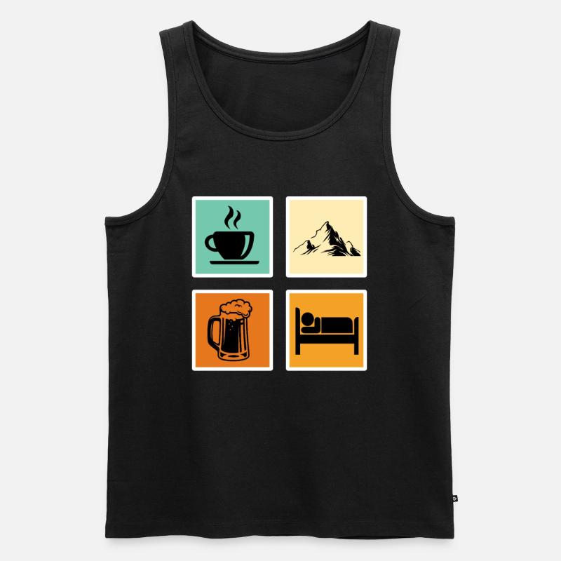 Bergfan Kaffeelover Bierfan Summit Wanderer - Männer Premium Bio Tank Top - Schwarz