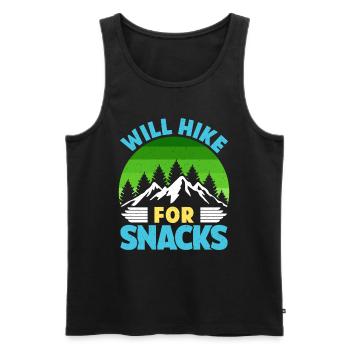 Wanderer lustig Bergfan Will Hike for Snacks - Männer Premium Bio Tank Top - Schwarz - Vorne - Michal (187cm)