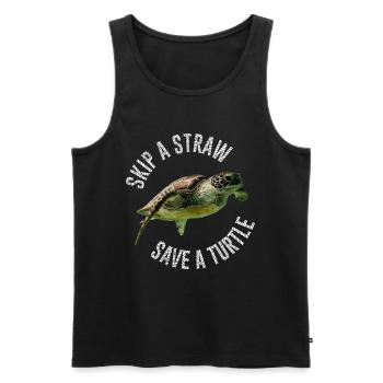 Skip A Straw Save A Turtle Environment Turtle - Débardeur bio Premium Homme - noir - Devant - AI Model Male 178 light (178cm)