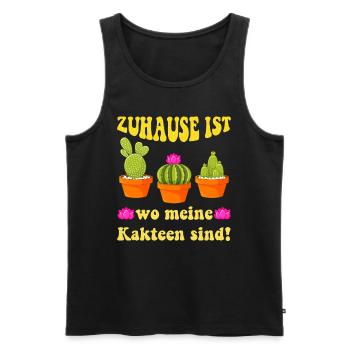 Zuhause ist wo meine Kakteen sind! Kaktusliebhaber - Männer Premium Bio Tank Top - Schwarz - Vorne - Michal (187cm)