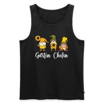 Garten Chefin Sonnenblumen Gartenzwerge - Männer Premium Bio Tank Top - Schwarz - Vorne - Michal (187cm)