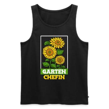 Garten Chefin Sonnenblumen Gartenfreundin Blumen - Männer Premium Bio Tank Top - Schwarz - Vorne - Michal (187cm)