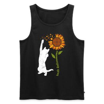 Meilleur chat maman tournesol chat amoureux - Débardeur bio Premium Homme - noir - Devant - Michal (187cm)