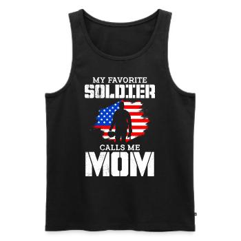 Proud Mom Soldier Military Fan America USA - Débardeur bio Premium Homme - noir - Devant - AI Model Male 178 light (178cm)