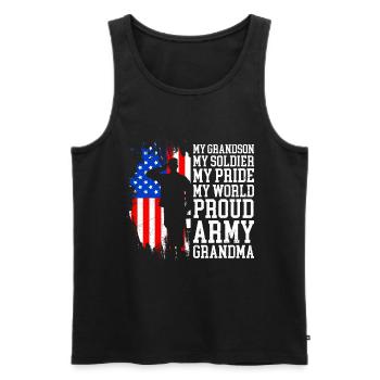 Proud Granny USA Soldiers America Military Patriots - Débardeur bio Premium Homme - noir - Devant - AI Model Male 178 light (178cm)