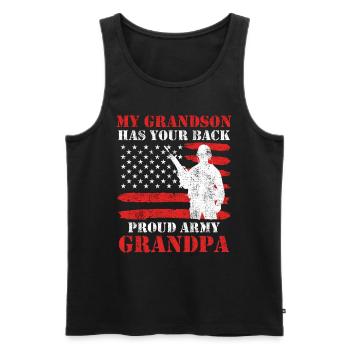 Proud Grandpa Soldier Grandson Army Fan America - Men's Premium Organic Tank Top - black - Front - Michal (187cm)