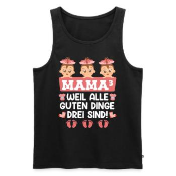 Alle guten Dinge sind drei Drillingsmama 2024 - Männer Premium Bio Tank Top - Schwarz - Vorne - AI Model Male 178 light (178cm)