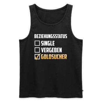 Beziehungsstatus Single Vergeben Goldsucher - Männer Premium Bio Tank Top - Schwarz - Vorne - AI Model Male 178 light (178cm)