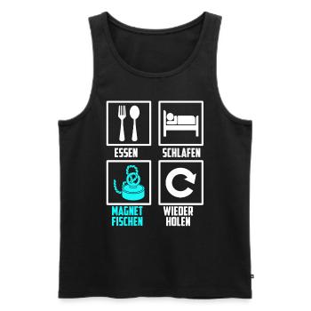 Essen Schlafen Magnetfischen Wiederholen - Männer Premium Bio Tank Top - Schwarz - Vorne - Michal (187cm)