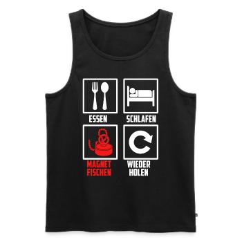 Essen Schlafen Magnetfischen Wiederholen - Männer Premium Bio Tank Top - Schwarz - Vorne - Michal (187cm)