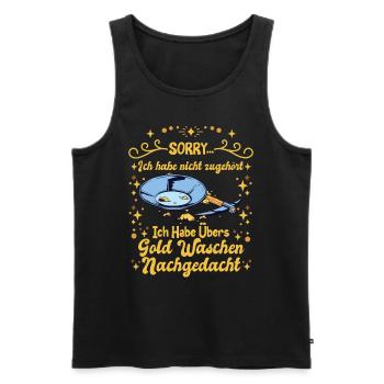 Goldjäger Thinking about Goldpanning Goldwäscher - Männer Premium Bio Tank Top - Schwarz - Vorne - Michal (187cm)
