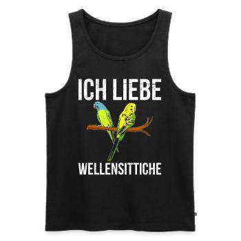 Ich liebe Wellensittiche Vogelliebhaber Sittich - Männer Premium Bio Tank Top - Schwarz - Vorne - Michal (187cm)