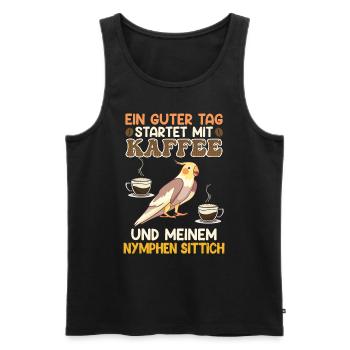 Sittiche Ein guter Tag startet mit Kaffee Fan - Männer Premium Bio Tank Top - Schwarz - Vorne - AI Model Male 178 light (178cm)