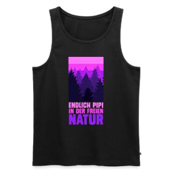 Bergsteiger lustig Peeing outside Naturburschen - Männer Premium Bio Tank Top - Schwarz - Vorne - Michal (187cm)