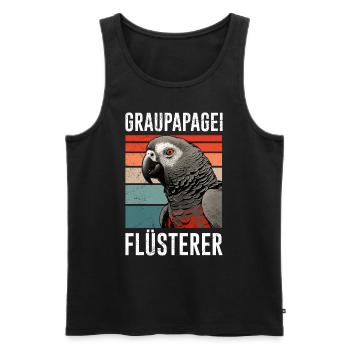 Grau Papagei Flüsterer African Grey Whisperer - Männer Premium Bio Tank Top - Schwarz - Vorne - AI Model Male 178 light (178cm)