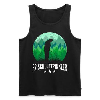 I love peeing outside Naturburschen Bergsteiger - Männer Premium Bio Tank Top - Schwarz - Vorne - Michal (187cm)