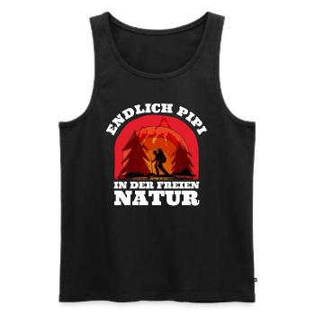 Wanderer Endlich in der freien Natur Berge - Männer Premium Bio Tank Top - Schwarz - Vorne - Michal (187cm)