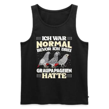 Grau Papagei Bevor ich 3 Graupapageien hatte - Männer Premium Bio Tank Top - Schwarz - Vorne - AI Model Male 178 light (178cm)