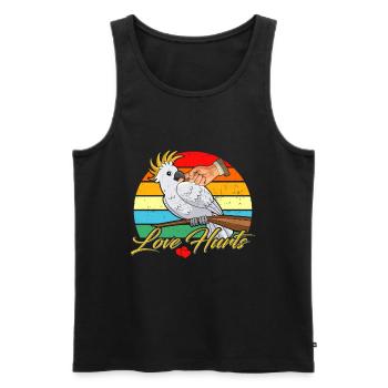 Liebe tut Weh Kakadu Vogel Papagei Halter - Männer Premium Bio Tank Top - Schwarz - Vorne - Michal (187cm)