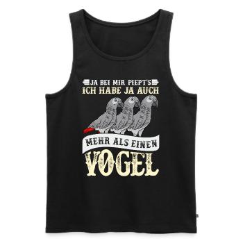Grau Papagei Bei mir piept´s African Grey - Männer Premium Bio Tank Top - Schwarz - Vorne - AI Model Male 178 light (178cm)