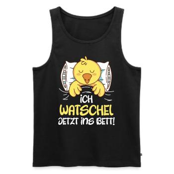 Entchen Ich watschel jetzt ins Bett! Ente Fan - Männer Premium Bio Tank Top - Schwarz - Vorne - Michal (187cm)