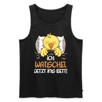 Entchen Ich watschel jetzt ins Bett! Ente Fan - Männer Premium Bio Tank Top - Schwarz - Vorne - Michal (187cm)