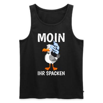 Moin ihr Spacken Möwen Vogelliebhaber Möwe - Männer Premium Bio Tank Top - Schwarz - Vorne - Michal (187cm)