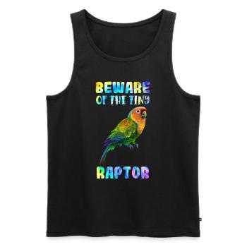 Lovebird Beware of the Tiny Raptor Liebesvögel - Men's Premium Organic Tank Top - black - Front - AI Model Male 178 light (178cm)