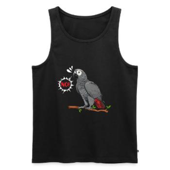 Perroquet gris NON! Amateurs d’oiseaux gris d’Afrique - Débardeur bio Premium Homme - noir - Devant - AI Model Male 178 light (178cm)