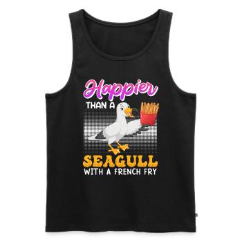 Happier than a Seagull with a French Fry Seagulls - Men's Premium Organic Tank Top - black - Front - AI Model Male 178 light (178cm)