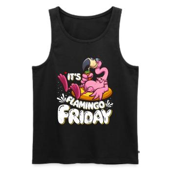 Flamants roses C’est Flamingo Friday Flamingo Party - Débardeur bio Premium Homme - noir - Devant - AI Model Male 178 light (178cm)