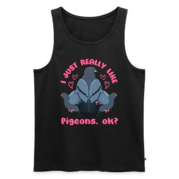 Amoureux des pigeons J’aime juste les pigeons, d’accord? - Débardeur bio Premium Homme - noir - Devant - AI Model Male 178 light (178cm)