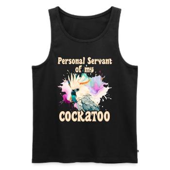 Kakaduu Serviteur personnel de mon cacatoès - Débardeur bio Premium Homme - noir - Devant - Michal (187cm)