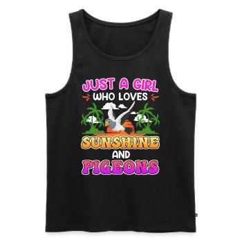 Juste une fille qui aime le soleil et les pigeons - Débardeur bio Premium Homme - noir - Devant - AI Model Male 178 light (178cm)