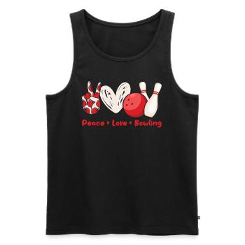 Frieden Liebe Bowling Shirt Bowlingspieler - Männer Premium Bio Tank Top - Schwarz - Vorne - AI Model Male 178 light (178cm)