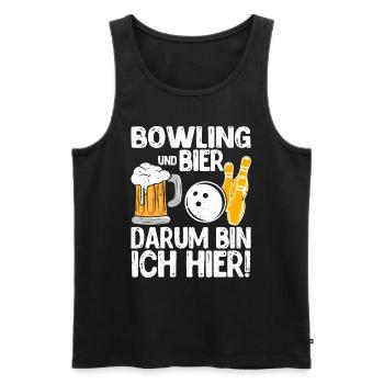Bowling und Bier Darum bin ich hier Bowler - Männer Premium Bio Tank Top - Schwarz - Vorne - Michal (187cm)